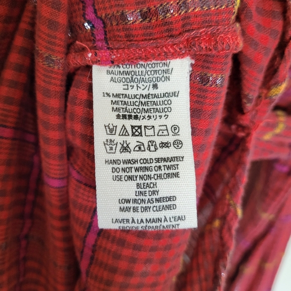 Free People Break My Stride Buttondown Top in Red Combo - Picture 8 of 8